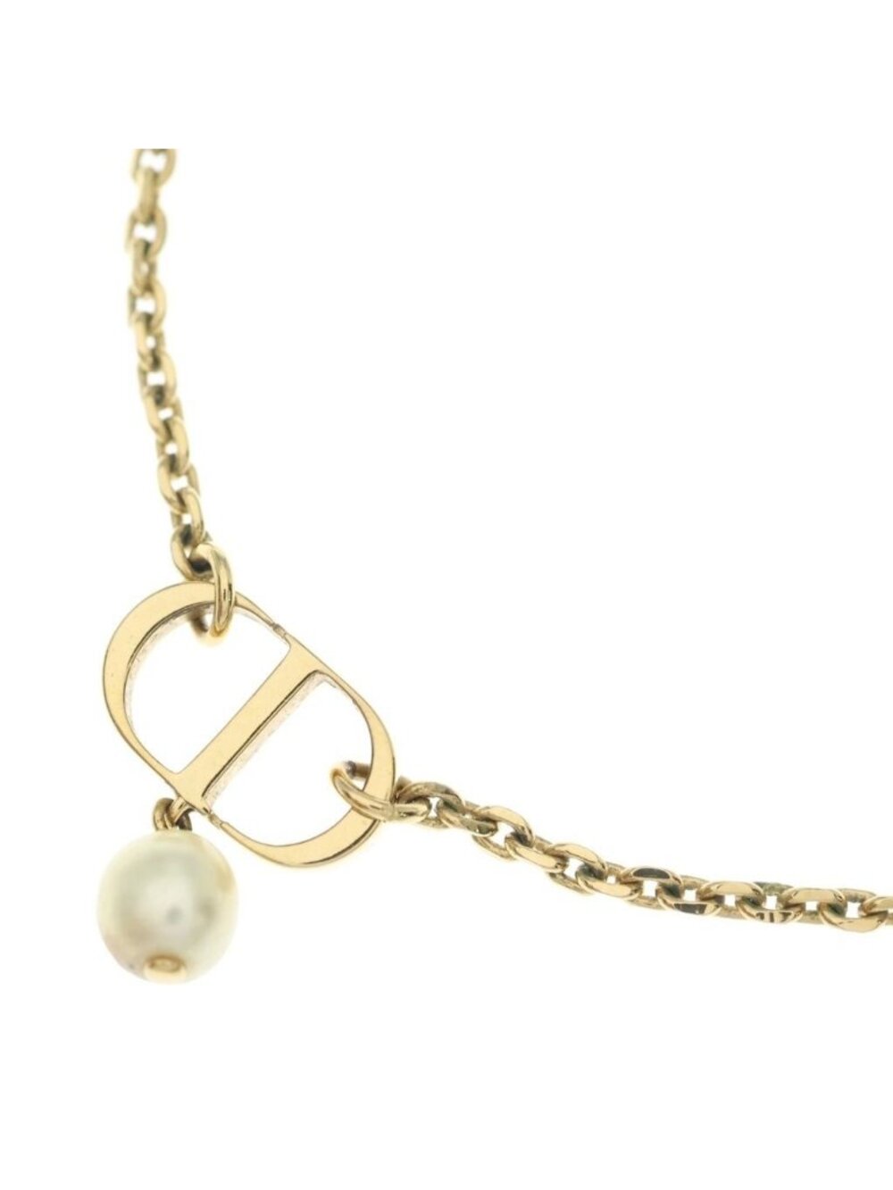 Dior CD Logo Faux Pearl Necklace